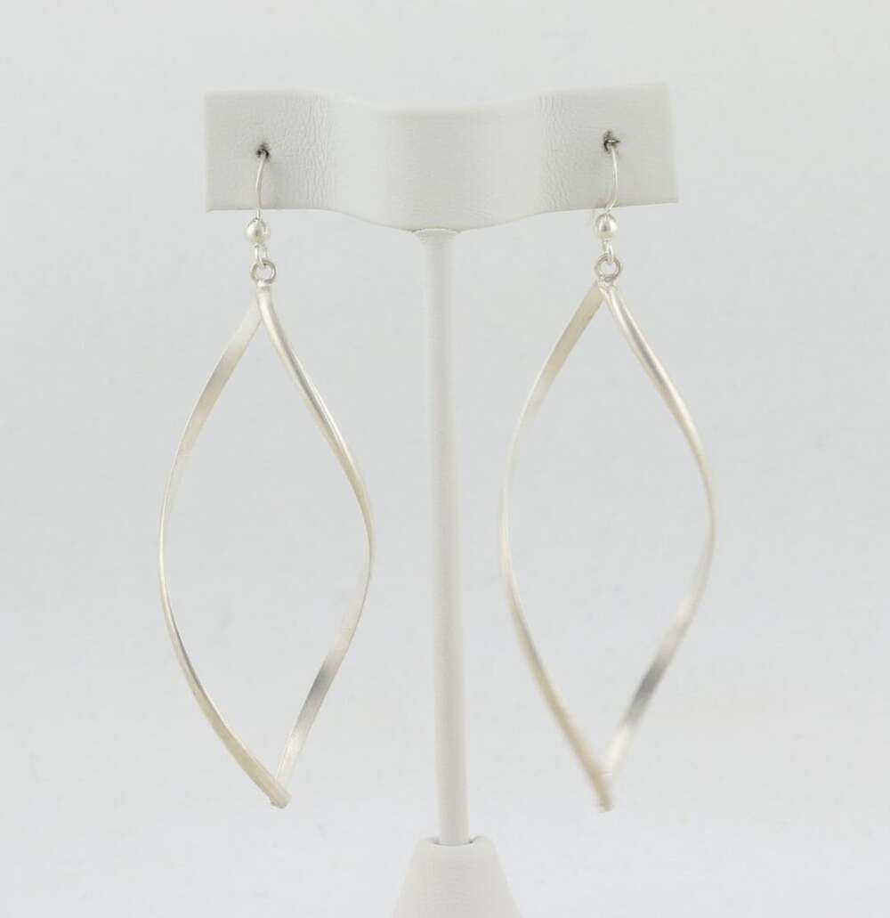 Sterling Silver Long Dangle Twist Earrings 3 inch long